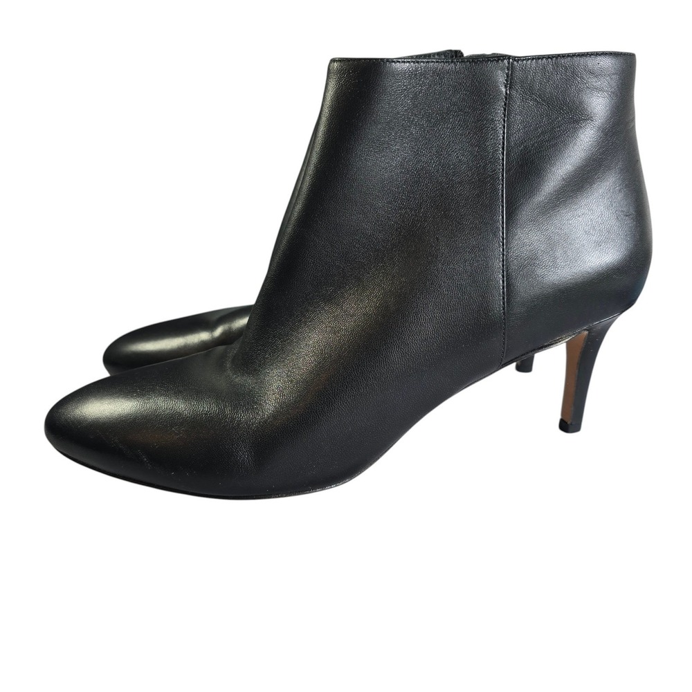 Via Spiga Black Leather Ankle Boots Kitten Heel Pointed Toe Side Zip 9.5M 39.5